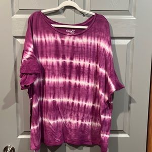 Womens 4x purple tie dye tetra & sky shirt sleeve shirt top